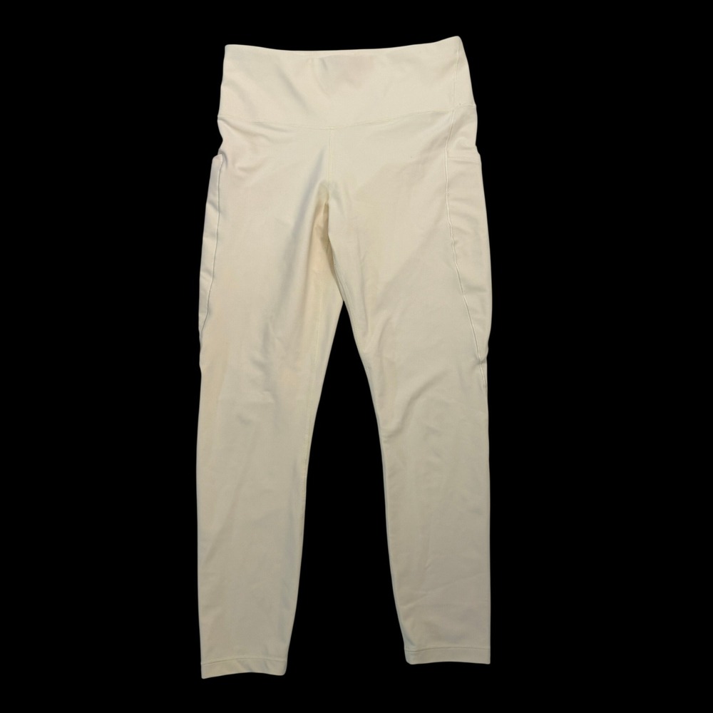 Athleta Interval Stash 7/8 Tight Womens Medium Cream Excellent High Rise Pocket